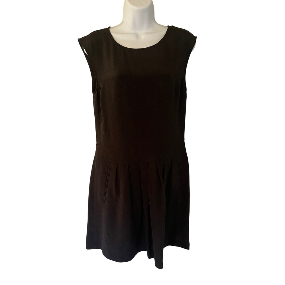Theory Halleli Black Silk Sheath Dress Button Back Cap Sleeve Size 6 NWT